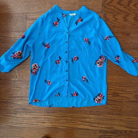 KINDRED Anthropologie Blouse Plus Size 3X Embroidered Floral Button Up XXXL Boho - Picture 14 of 14